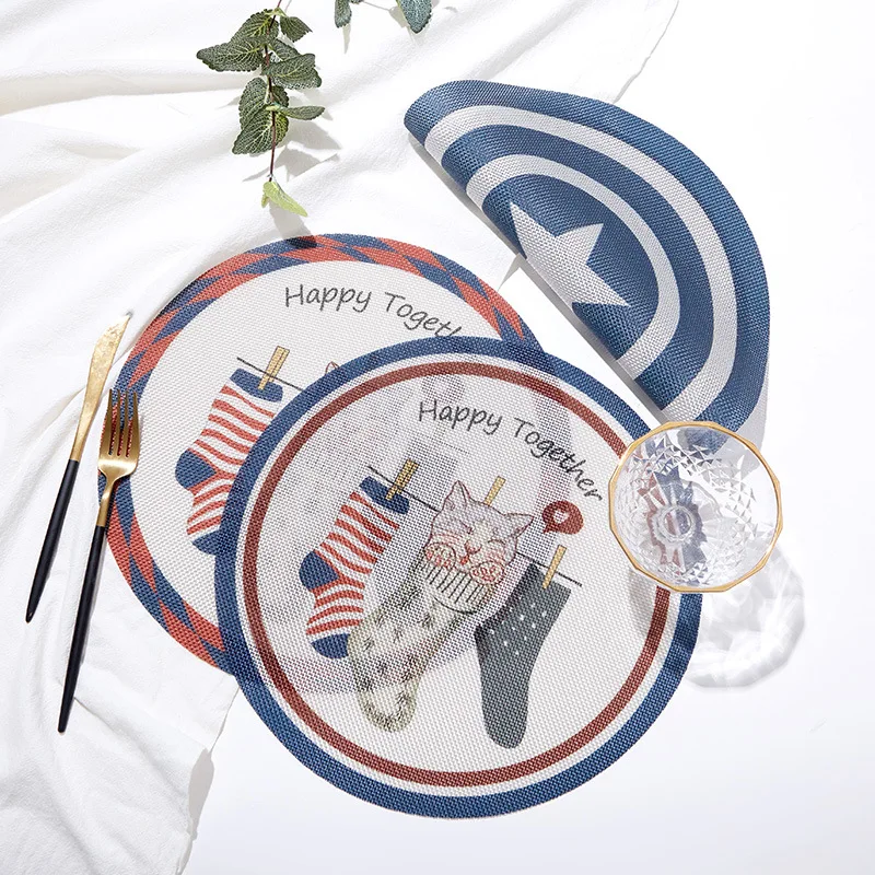 Круглый дизайнерский нескользящий коврик в скандинавском стиле с мультяшным