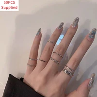 50pcs 7pcs simple vintage rings for women girl gift trendy punk gothic hip hop knuckles set statement rock cool party jewellery