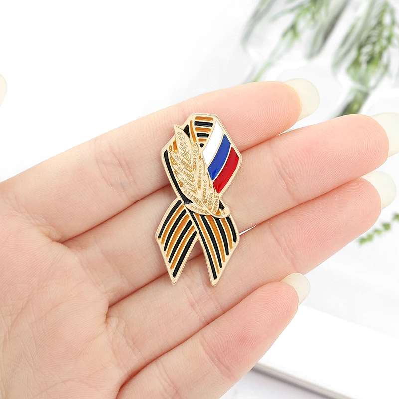 St. George Ribbon Sign Badge with Russian Flag (75 Years of Victory) Enamel Pin Backpacks Brooches Jewelry Gift for Friends | Украшения и