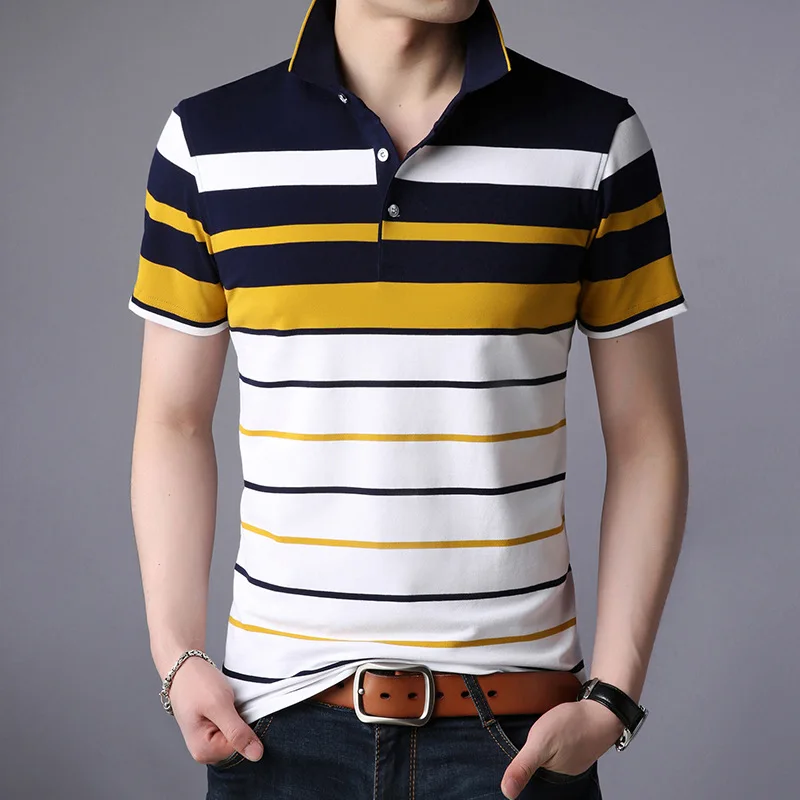 

Men Classic Striped Polo Shirt Cotton Short Sleeve NEW Arrived 2021 summer Plus size M-XXXXL