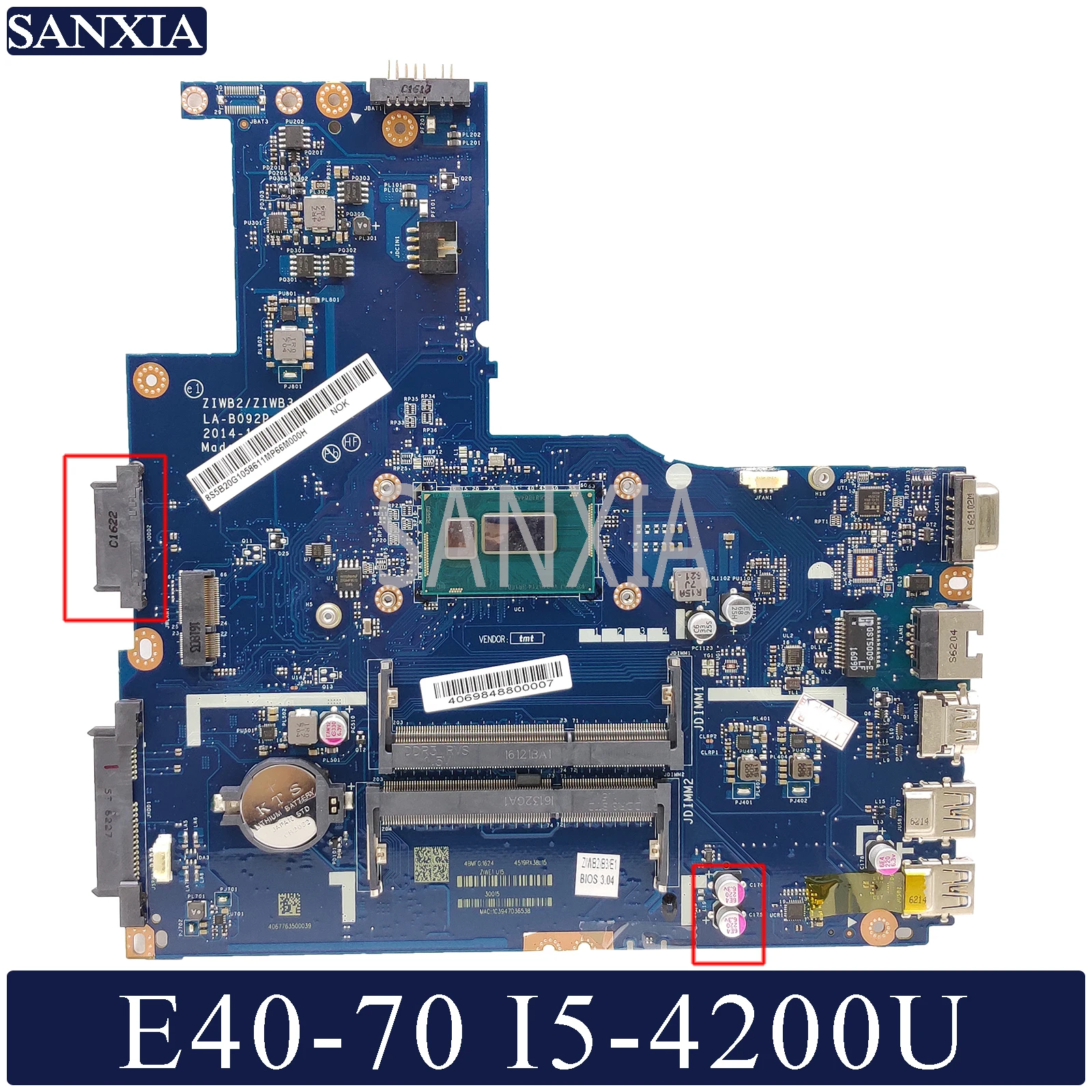 

KEFU LA-B091P Laptop motherboard for Lenovo E40-70 original mainboard I5-4200U