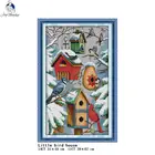 Зимний Набор для вышивки крестиком птицы дома Aida 14CT 11CT, Набор для вышивки на холсте, набор для рукоделия, набор для шитья, тканевые изделия