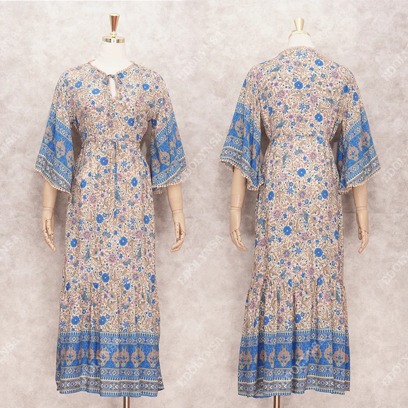 Платье женское в стиле бохо для отпуска Пляжное Свободное платье цыганском с