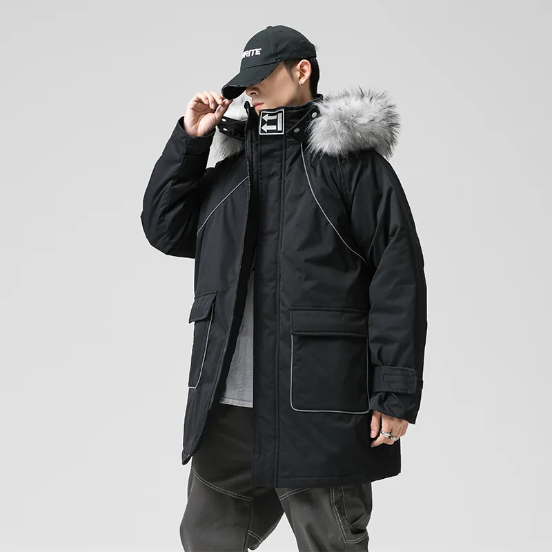 

Новая зимняя парка, пальто, Мужская свободная куртка средней длины большого размера 5Xl с капюшоном, мужское плотное теплое и ветрозащитное о...