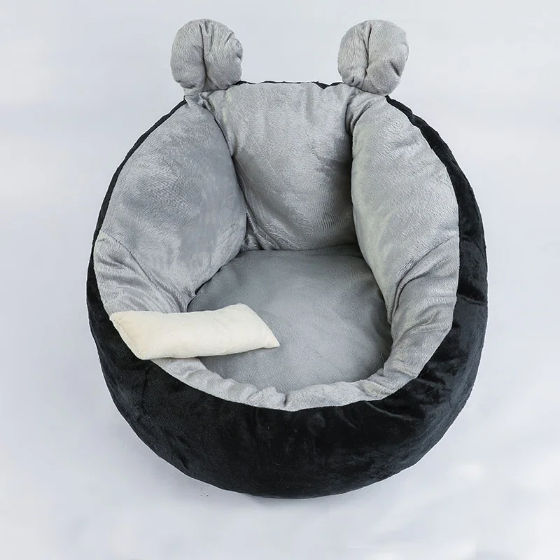 Black and Gray-Plush 6 цветов зимняя теплая будка для питомца кровать для кошек мягкий плюшевый щенок собака питомник коврик Чихуахуа кеди, Гатос подстилка для кошек товары для домашних животных Подушка для дома Cama perro kattenmand - Цвет: Black and Gray-Plush