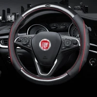 car carbon fiber leather steering wheel covers interior accessories 38cm for fiat bravo punto ottimo linea freemont car styling