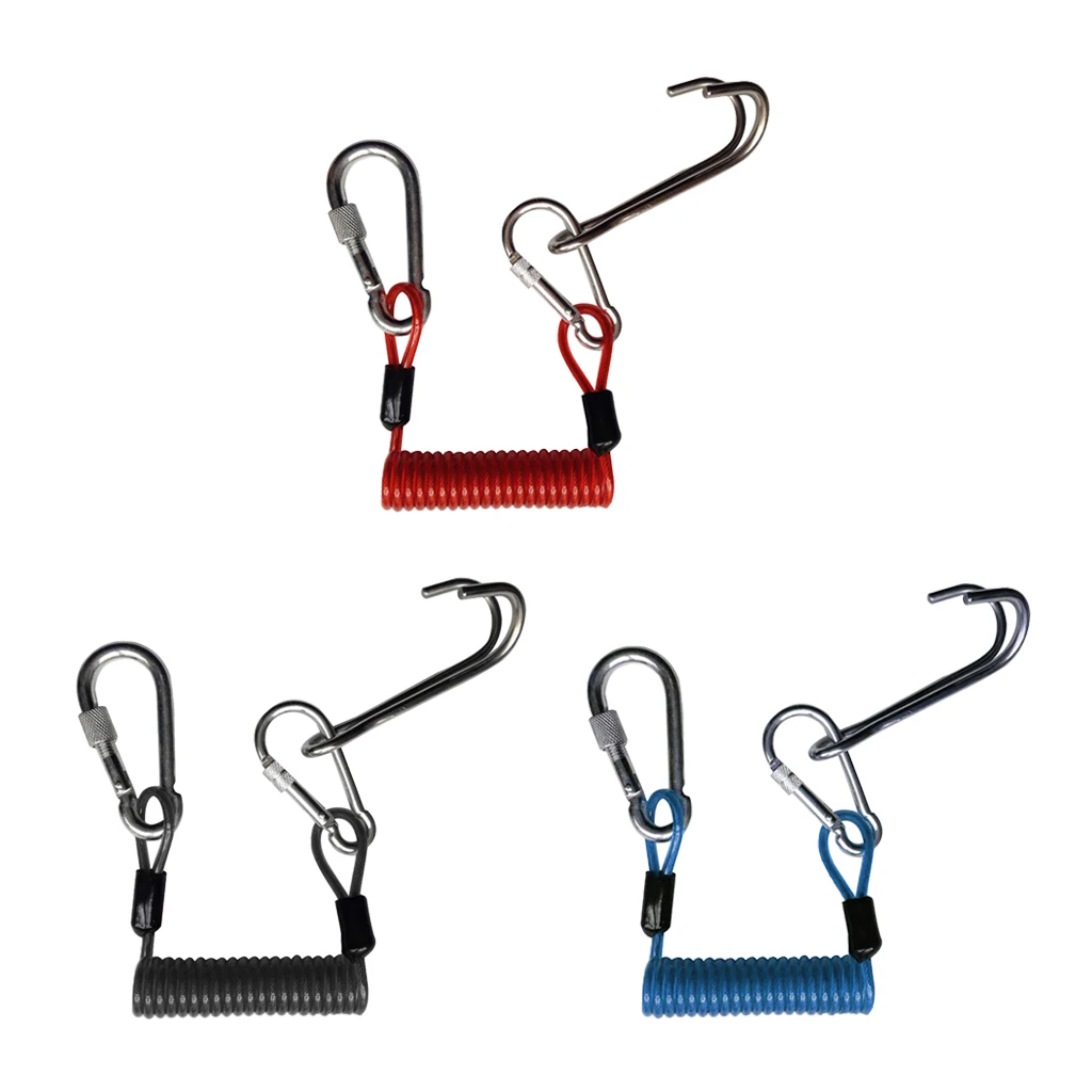 

Stainless Steel Scuba Hook Reef Double Hook & 1.2m Spiral Coil Lanyard