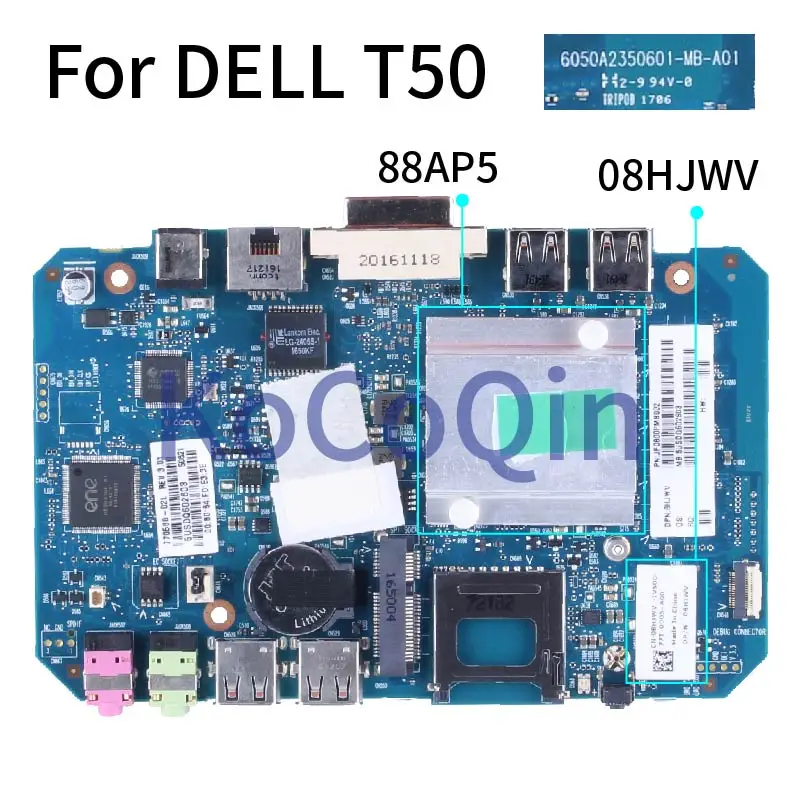 para Dell T50 88ap5 Computador Portátil Mainboard 6050a2350601 08hjwv Ddr3 1gb Ram Computador Portátil Placa-mãe Placa-mãe para notebook