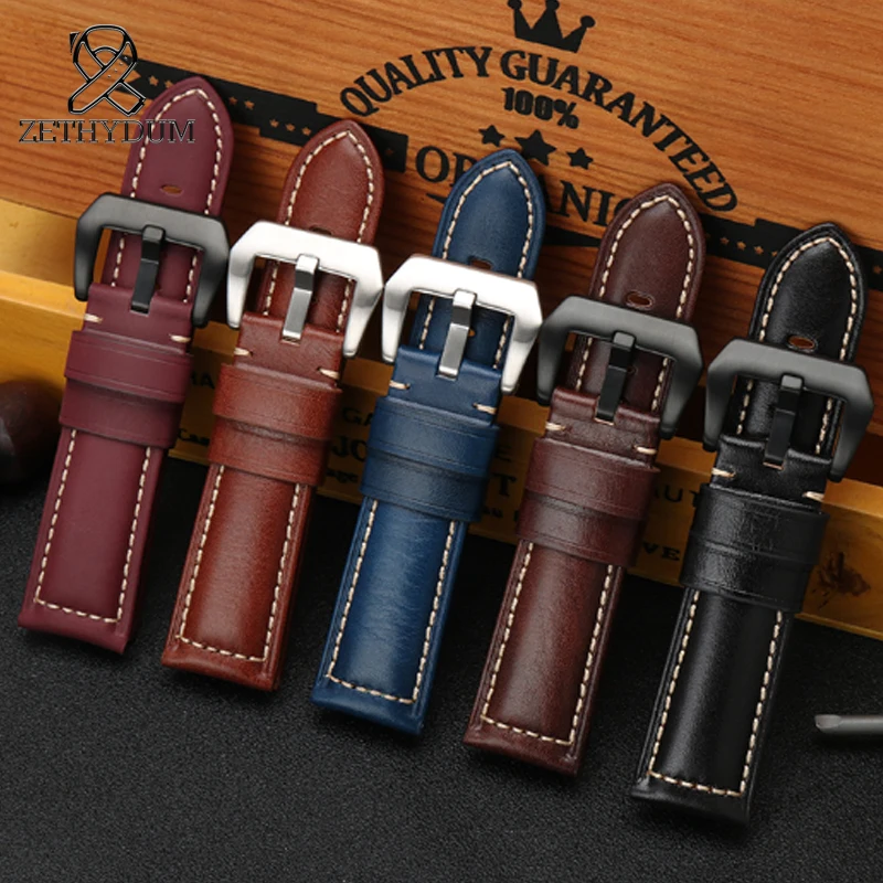 Ремешок из натуральной кожи для наручных часов 5 цветов 22/24/26 мм|Ремешки часов| |