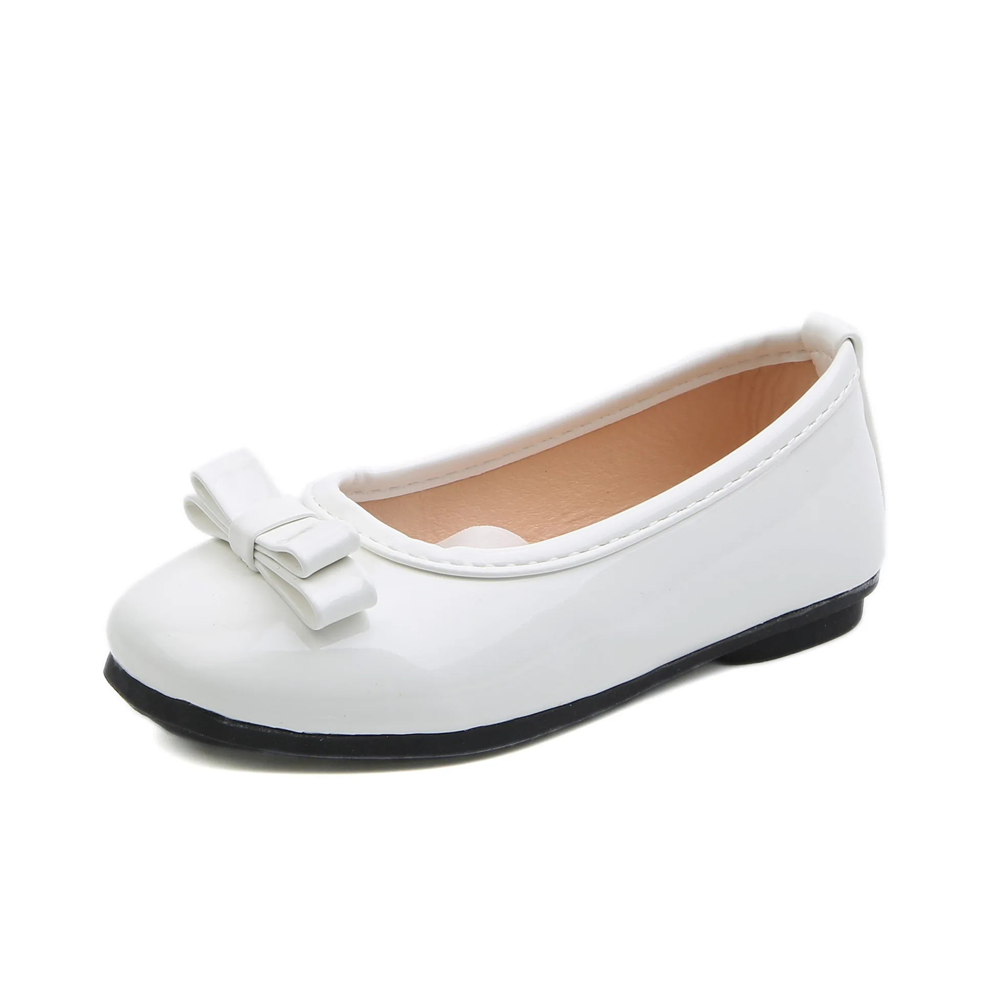 

2019 Spring and Autumn New Girls Small Leather Shoes Han version of kids Princess shoes bow shallow flat-bottomed single shoes