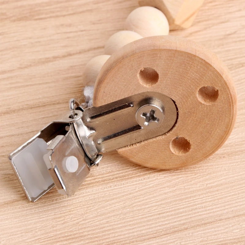 

2020 New Baby Infant Toddler Dummy Pacifier Soother Nipple Wooden Chain Clip Holder Gift