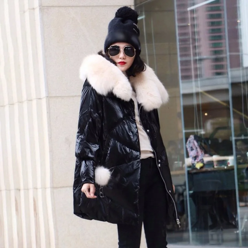 TWOTWINSTYLE лоскутный мех Drawstring женское хлопковое пальто с круглым вырезом Фонарь длинный рукав молния толстые парки женские зима