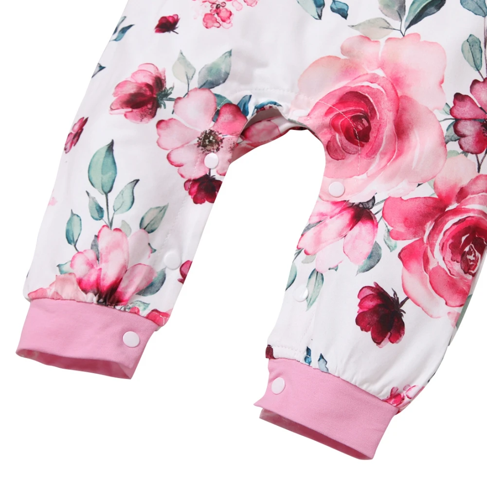 

2PCS Set Baby Girls Romper Hearts Print Cotton Long Sleeve Jumpsuit Headband Infant Cloting Newborn Clothes