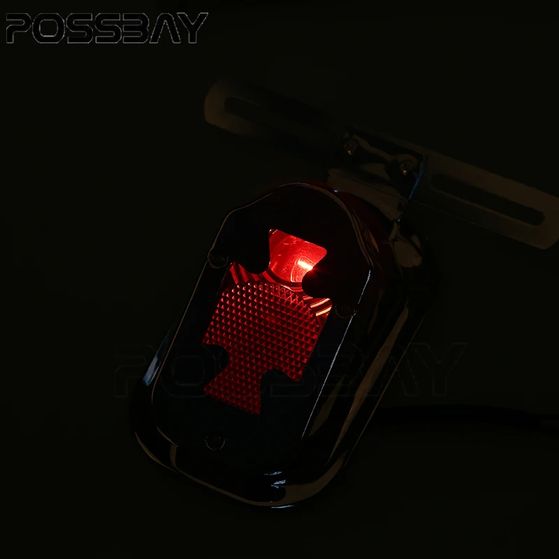 Задний фонарь POSSBAY для мотоцикла хромированный подсветка номерного знака ABS 12 В