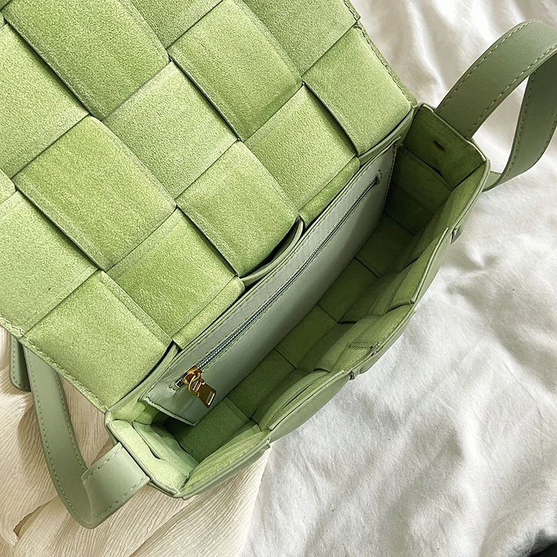 

2021 Solid Color Fashion Shoulder Handbags Female Travel Cross Body Bag Weave Small PU Leather Crossbody Bags For Women