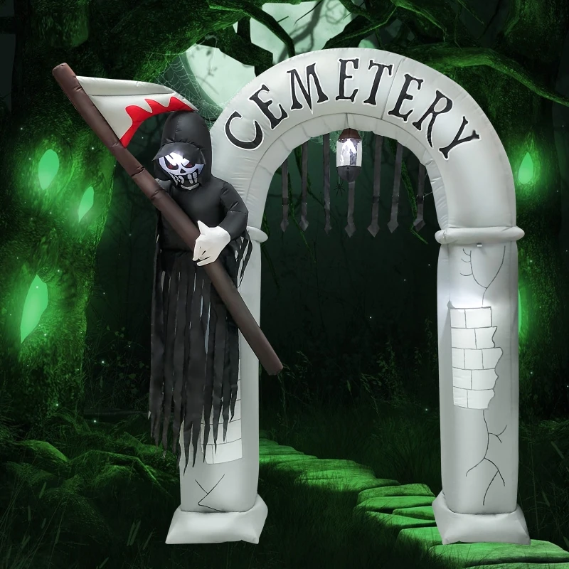 

Halloween Christmas Inflatable LED Light Sickle Arch Decorations Horror Props