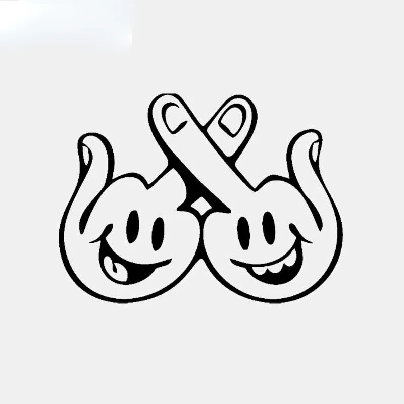 

CMCT cartoon decoration middle finger smile personalized decoration waterproof Vinyl Car Sticker 15cm-11cm