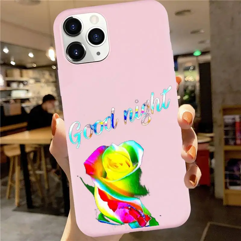 

Colored art roses pattern Phone Case Candy Color for iPhone 6 7 8 11 12 s mini pro X XS XR MAX Plus custom protective funda