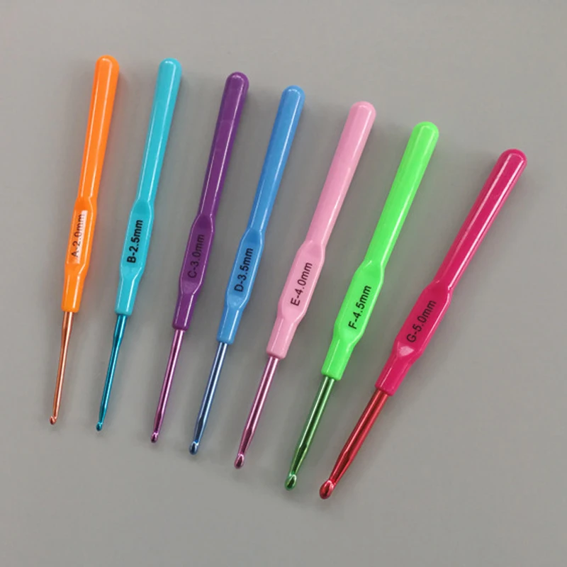 7 шт. Пластик ручка Алюминий крючком вязальный крючок-игла спицы для вязания