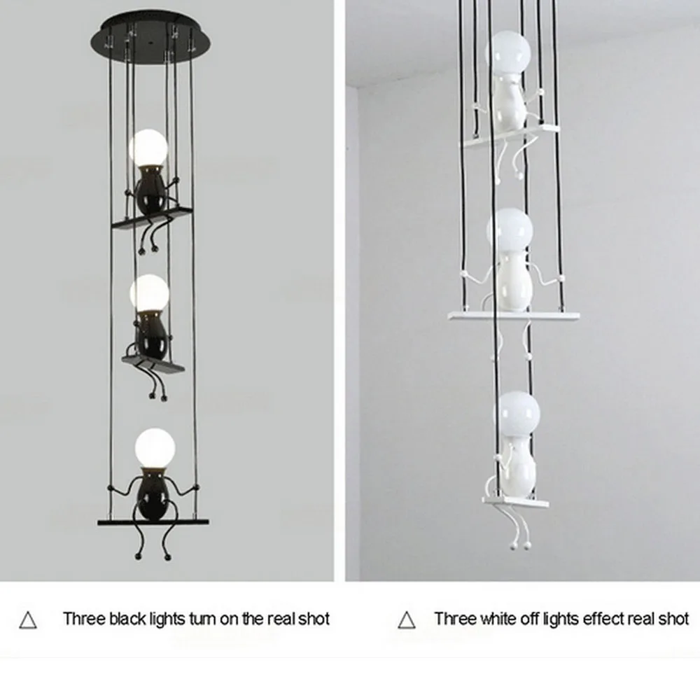 

Creative Iron Toy Villain Climb Up Loft Chandelier Light Lamp Simple Cute Toys Lamp Light For Bedroom Living Room Supplies
