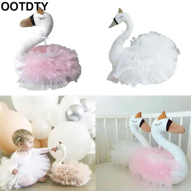 

Милая мягкая игрушка в виде лебедя, мягкая марлевая Подушка, детская Спящая кукла, подарки на день рождения, украшение детской комнаты