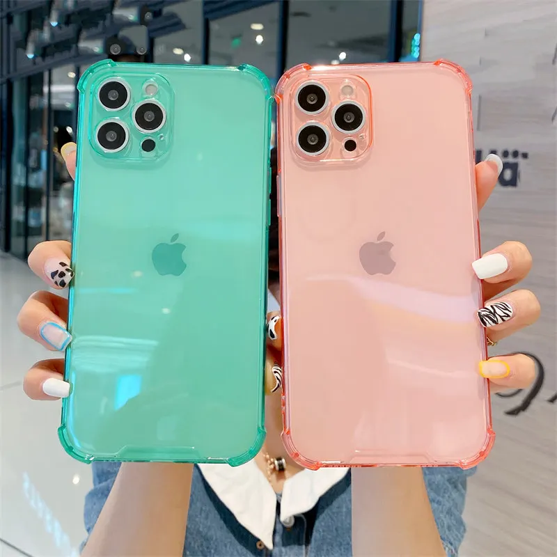 

silicone Shockproof Camera Protective Bumper Phone Case For iPhone 11 12 Pro Max Mini X XR XS 7 8 Plus SE 2020 Soft TPU Back