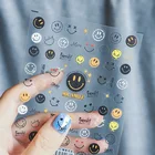 1 Высококачественная ультратонкая наклейка для ногтей с улыбающимся лицом, цветные цветы, трехмерная рельефная 5D фотография