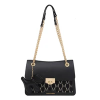 threepeas women pu luxury designer hit color handbags messenger chain bags for women 2021 b