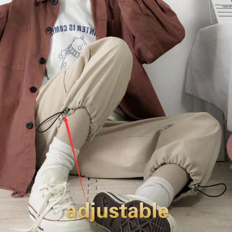 

Pants Women Solid Pockets Bundle Adjustable Leisure Chic Cargo Trousers Students Korean Style Ins All-match Harajuku Hip-hop New