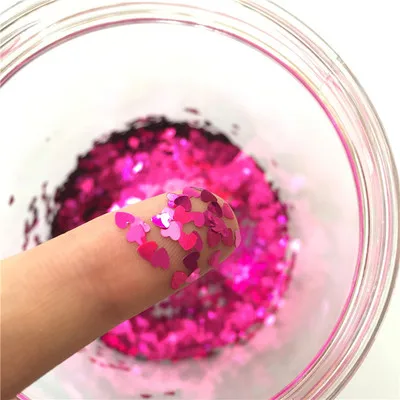 Sold rose red 10g Ультратонкая PET Блестки 3 мм Сердце Лазерная блестящая 3D блестка для ногтей блестка Eo-Friendly свободные блестки для украшения ногтей 10 г - Цвет: Sold rose red 10g
