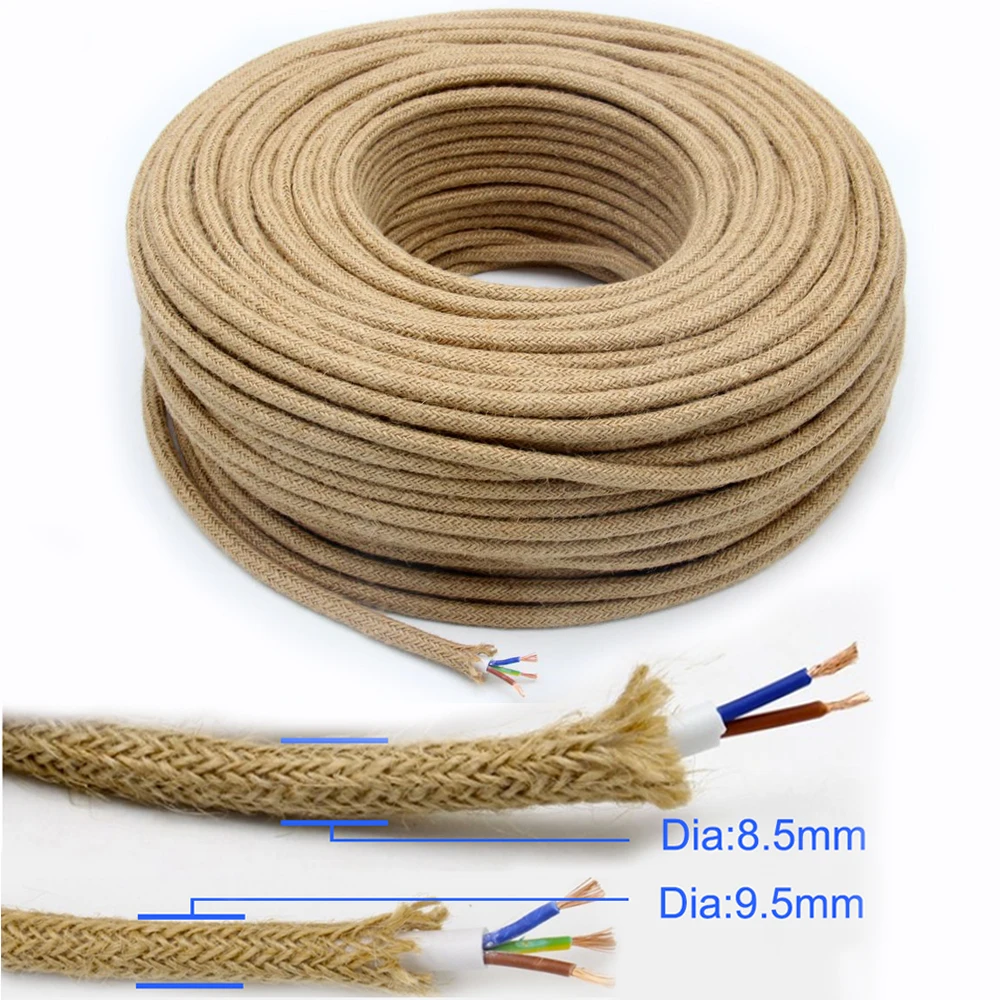 2 четыре ядра 3 Винтаж пеньковая веревка Электрический провод кабель с