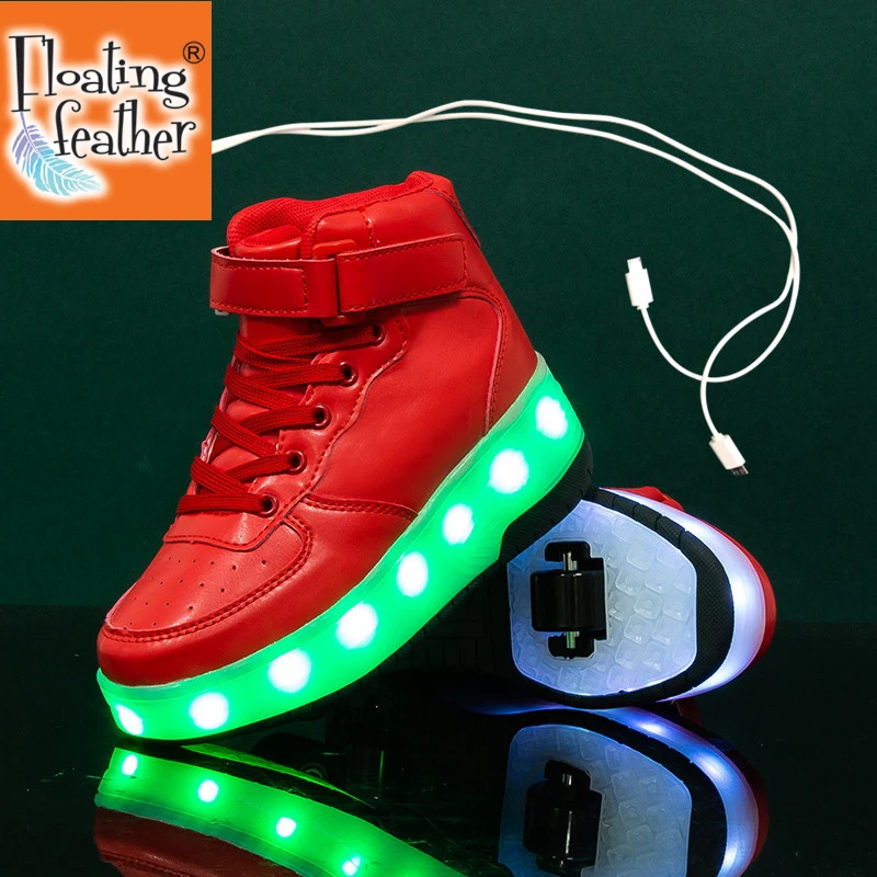 

2021 Sneakers roller shoes With two Wheels USB Led Shoes Kids Girls Children Boys Light Up Luminous Glowing Illuminated