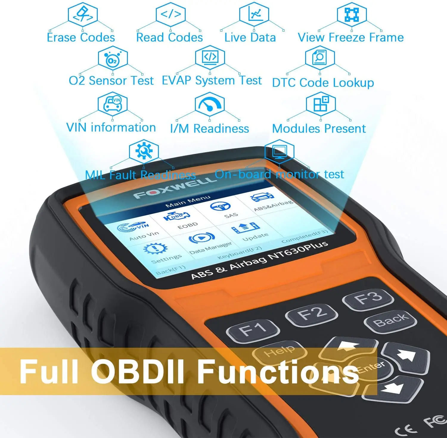 Автомобильный диагностический сканер Foxwell NT630 Plus EOBD OBD2 считыватель кодов