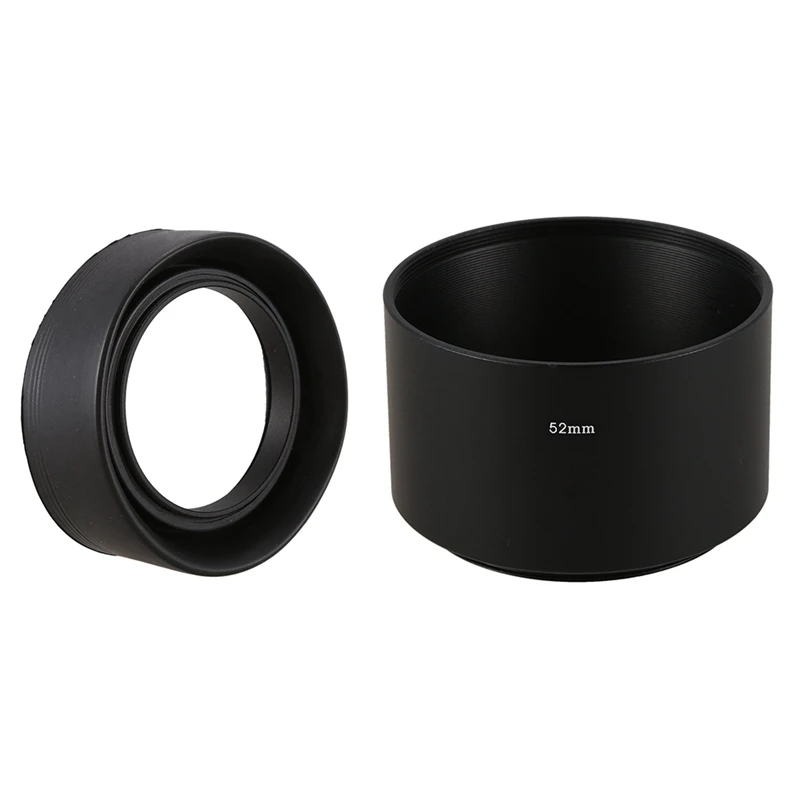 

2 шт. бленда объектива: 1 шт. 52 мм 3-ступенчатая Складная резиновая и 1 шт. винтовое крепление фильтра 52 мм Металлическая телескопическая бленд...