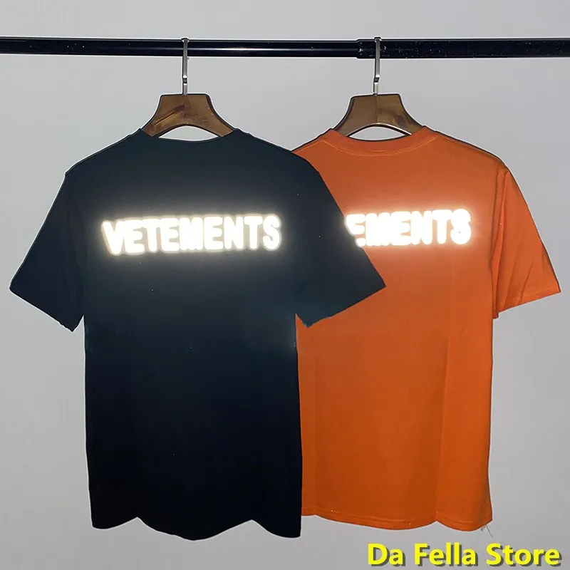 

Reflective Logo Vetements T-shirt 2020 Men Women 3M Reflective Print Vetements T-shirts Good Quality Streetwear VTM Tee VTM Tops