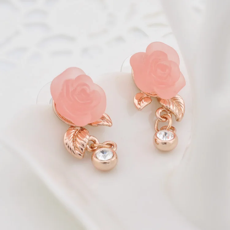 Серьги MOONROCY розового золота розовые серьги Прямая поставка ювелирные изделия с