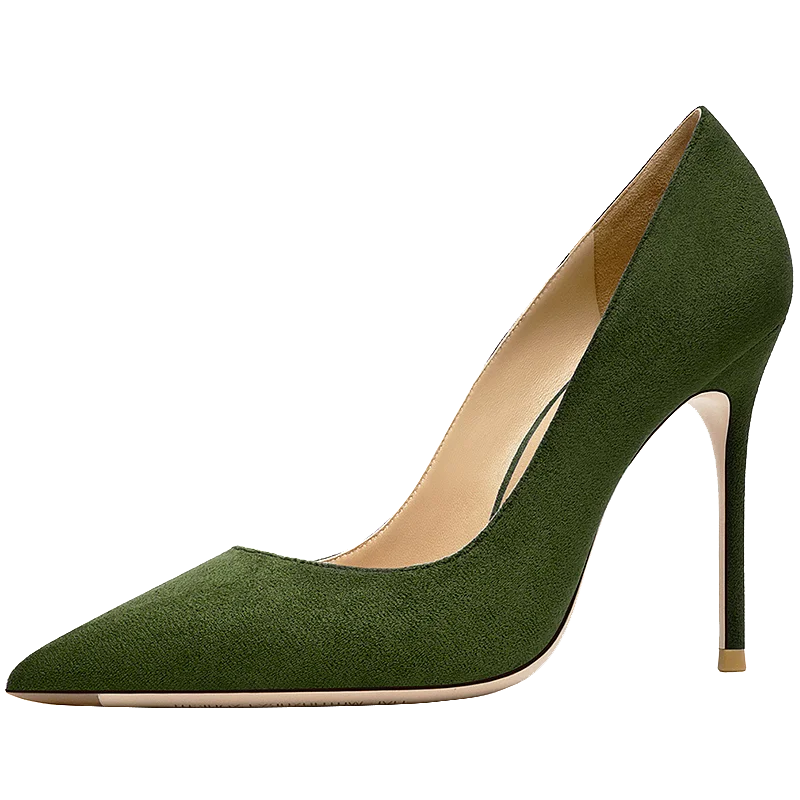 Ferngreen флоковые женские туфли лодочки Модные на высоком каблуке с зауженным