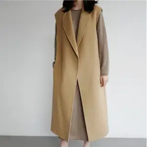 Осенне-зимние блейзеры, шерстяной жилет, приталенное длинное пальто без рукавов, размера плюс 4XL