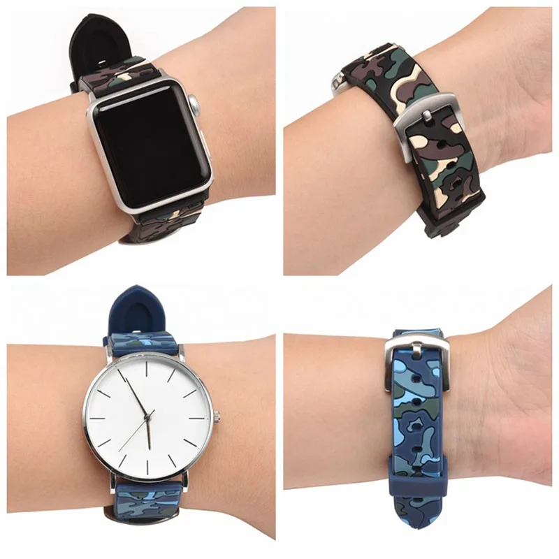 

camouflage silicone strap for samsung S3 huawei watch band 42/46mm Quick release Universal replacement strap Smart accessories
