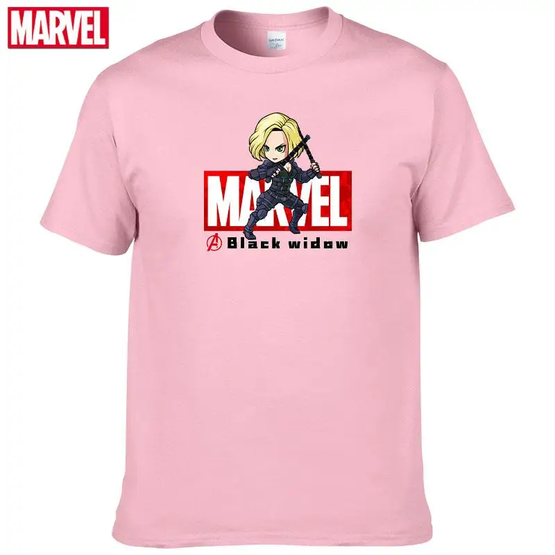 Футболка Marvel Мстители Черная футболка вдовы Удобная дышащая из 100% хлопка модная