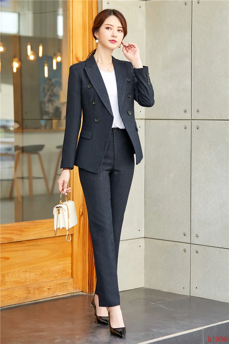 Высокое качество женские коричневые блейзеры деловые костюмы официальные