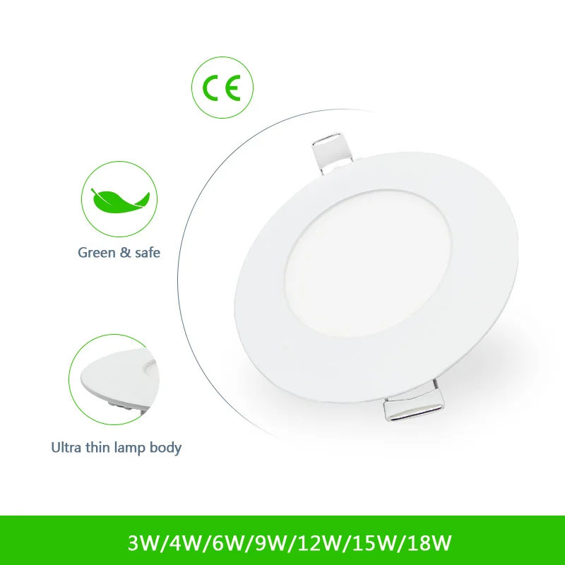 Ультратонкий направленный светодиодный панельный светильник 3 Вт 6 9 12 15 18 Круглый