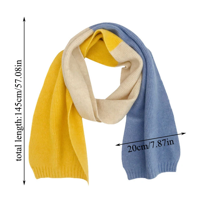 

Korean-style Soft Long Shawls Double Side Scarves Thick Warm Splicing Color Knitted Scarf Neck Scarves Winter Scarf Women Scarf