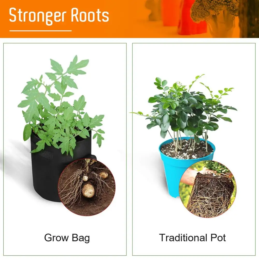 3 шт 7 галлонов нетканые ткани мешки для выращивания с ручками горшки растений