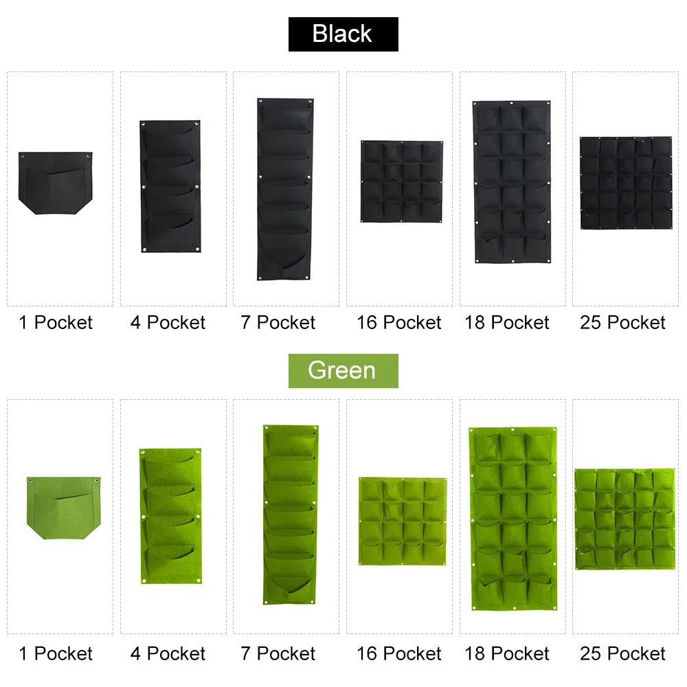 Вертикальный садовый настенный цветочный горшок с 4/7/16/18/25 карманами | Дом и сад