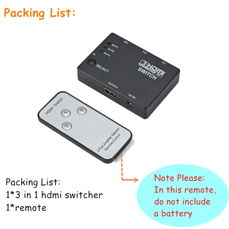 3 в 1 выход HDMI коммутатор Порты и разъёмы концентратор Box автоматический