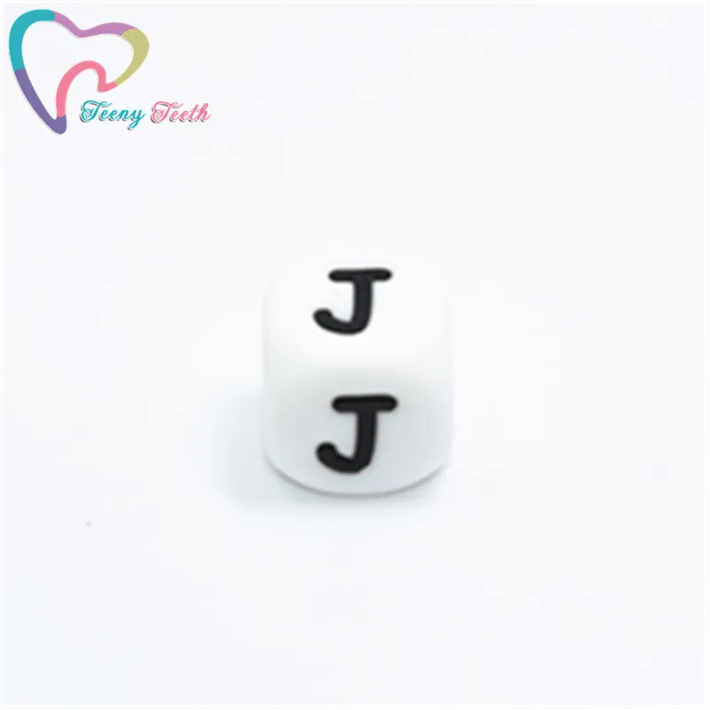 10 шт. буквы J бусины с буквами пищевой силикон 12 мм жевательные алфавитные для