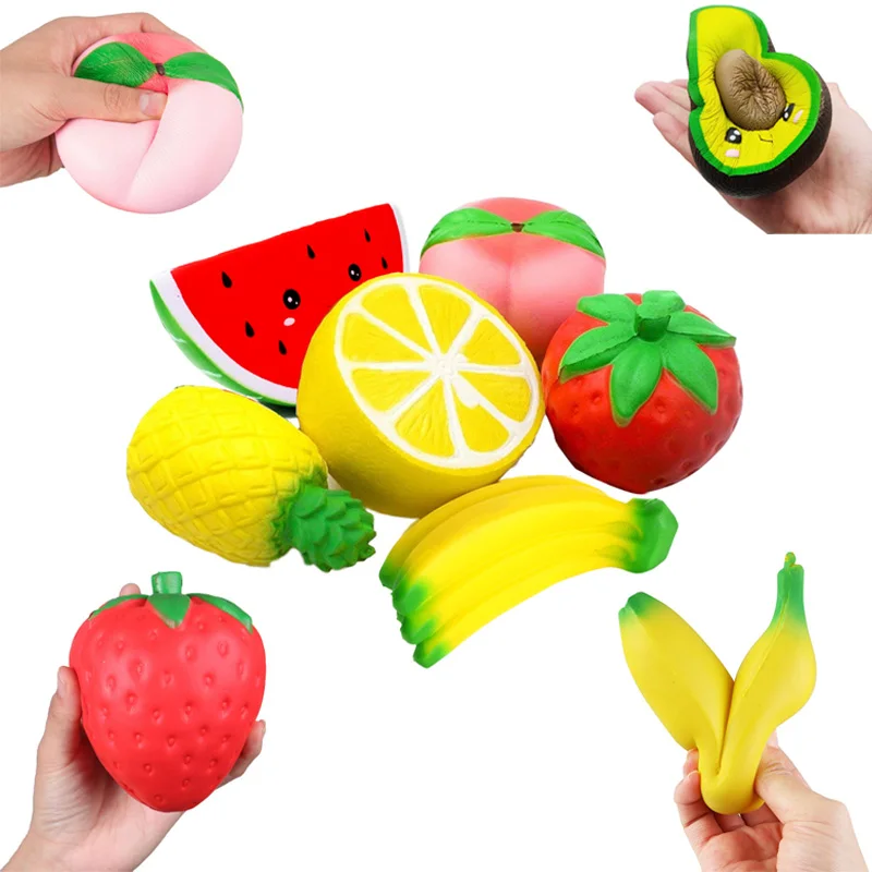 

Cute Squishy Soft Fruit Package Peach Watermelon Banana Cake Toy Squishies Slow Rising Scented Squeeze Educational Toys For Baby