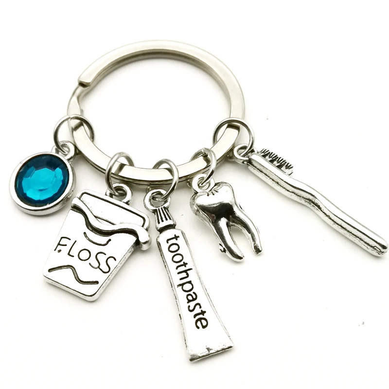 New Design Toothpaste Pendant Nine Kinds of Gems Man Woman Car Key Ring Jewelry Gift Dental Health Expert Mixed Floss Toothbrush | Украшения