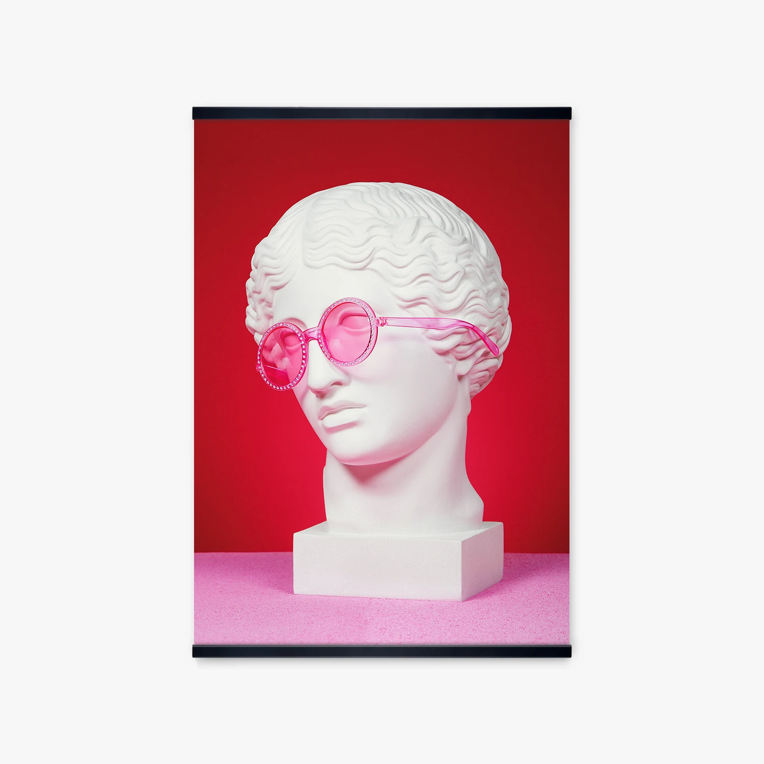 

Настенный плакат на холсте, абстрактная ироническая Настенная картина на солнцезащитных очках, с каменной статуей, модульное украшение для...